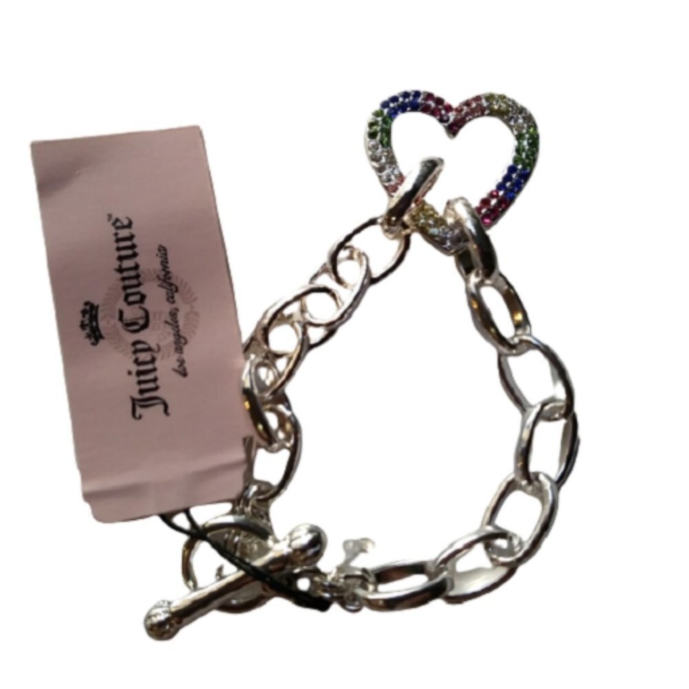 NWT Juicy Couture Rainbow Heart Toggle Bracelet, 7.5"